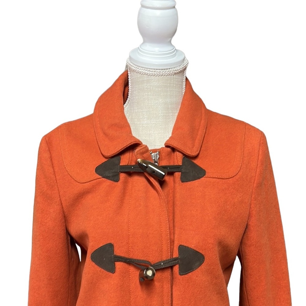 Gap Long Sleeve Full Zip Orange Jacket Toggle Pea Coat Wool Blend Womens M - Picture 4 of 12